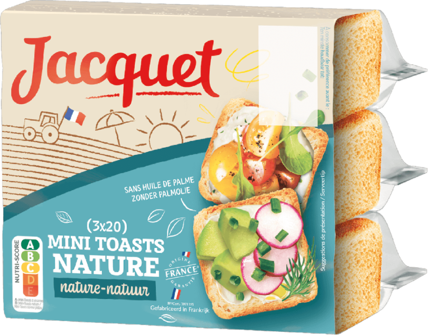 Mini Toasts nature : sachet de 3 x 20 toasts - Pains Jacquet