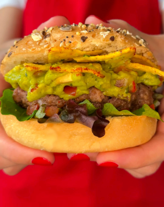 Burger mexicain guacamole &amp; nachos